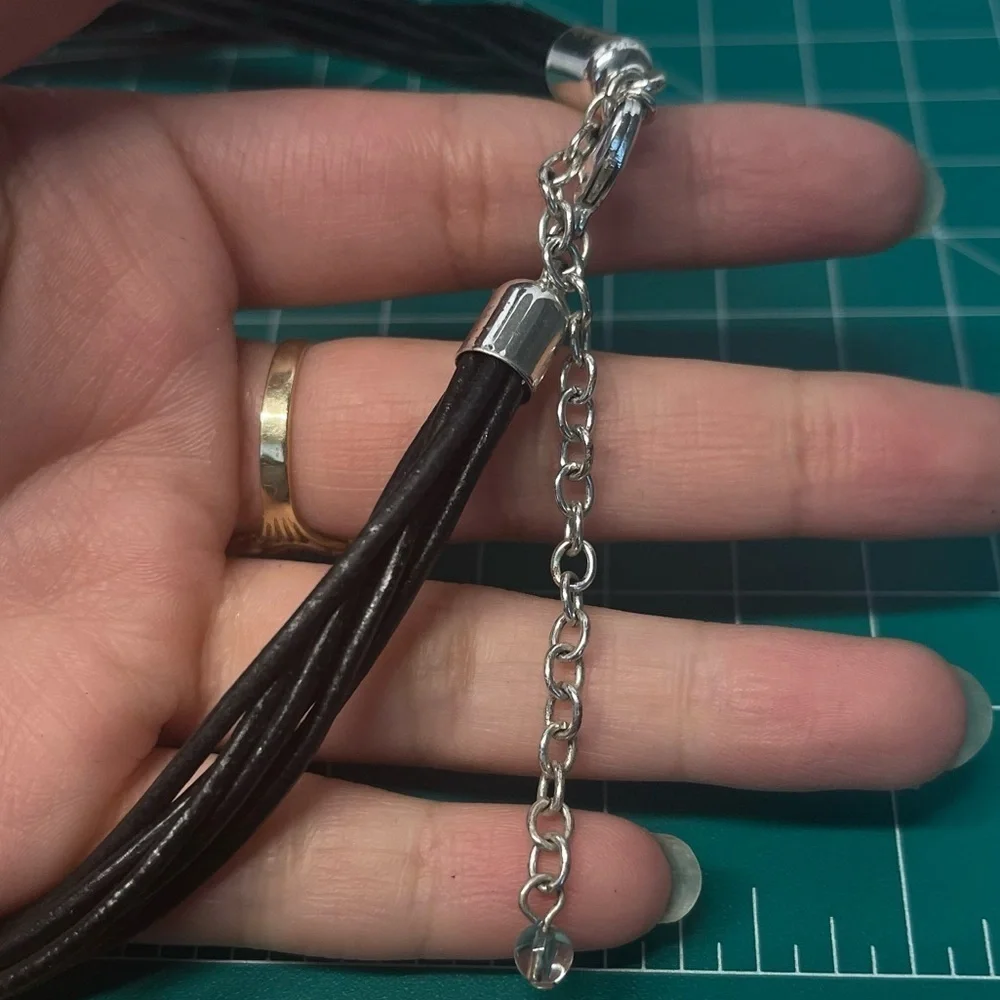Vintage NAPIER mod leather choker pendant necklace